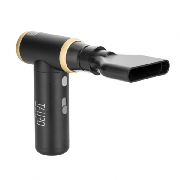 TAURO PRO LINE – Kabelloser Mini Föhn – schwarz, leicht & leistungsstark, inkl. 3 Aufsätze, USB-C